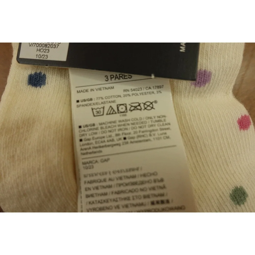 Gap Kids Medium Girls Shoe Size 13-2 Colorful Polka Dot Crew Socks 3 Pairs NWT
